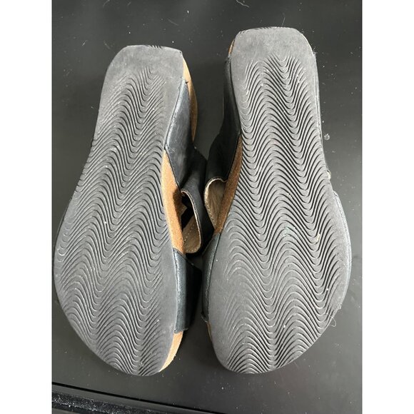 Arcopedico Cork Sole Wedge Slip On Sandal Adjustable Straps Black Leather 37 6.5 - Picture 7 of 7